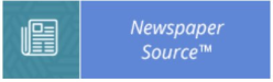 Newspaper Source blue badge with newspaper icon