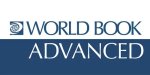 World Book Advanced blue badge with globe logo