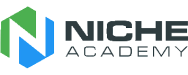 Niche Academy blue and green hexagon with "N" cutout logo