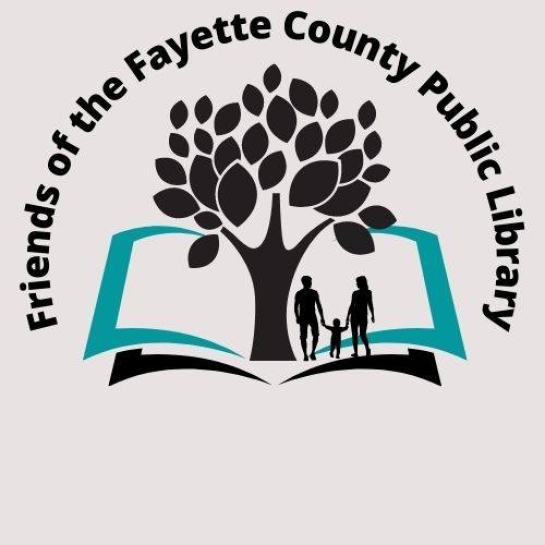 Friends of the Fayette County Public Library tree, book, and family logo